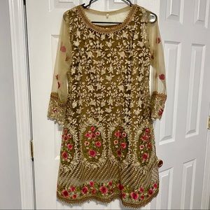 Pakistani Formalwear Embroidered Net Kurta